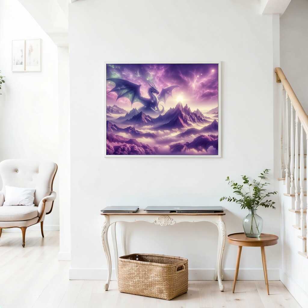 Paint by Numbers - Dragon, purple sky