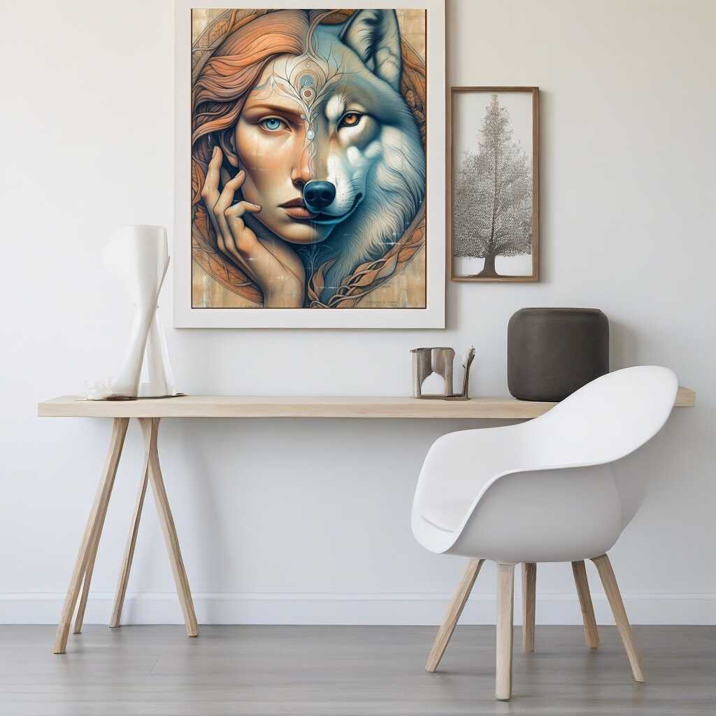 Paint by Numbers - Woman and wolf, faces