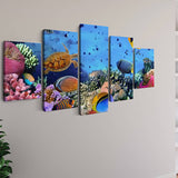 Malen nach Zahlen 5 teilig - Schildkröte und Fische, Korallenwelt - hochwertige Leinwand - multi5, neue_bilder
