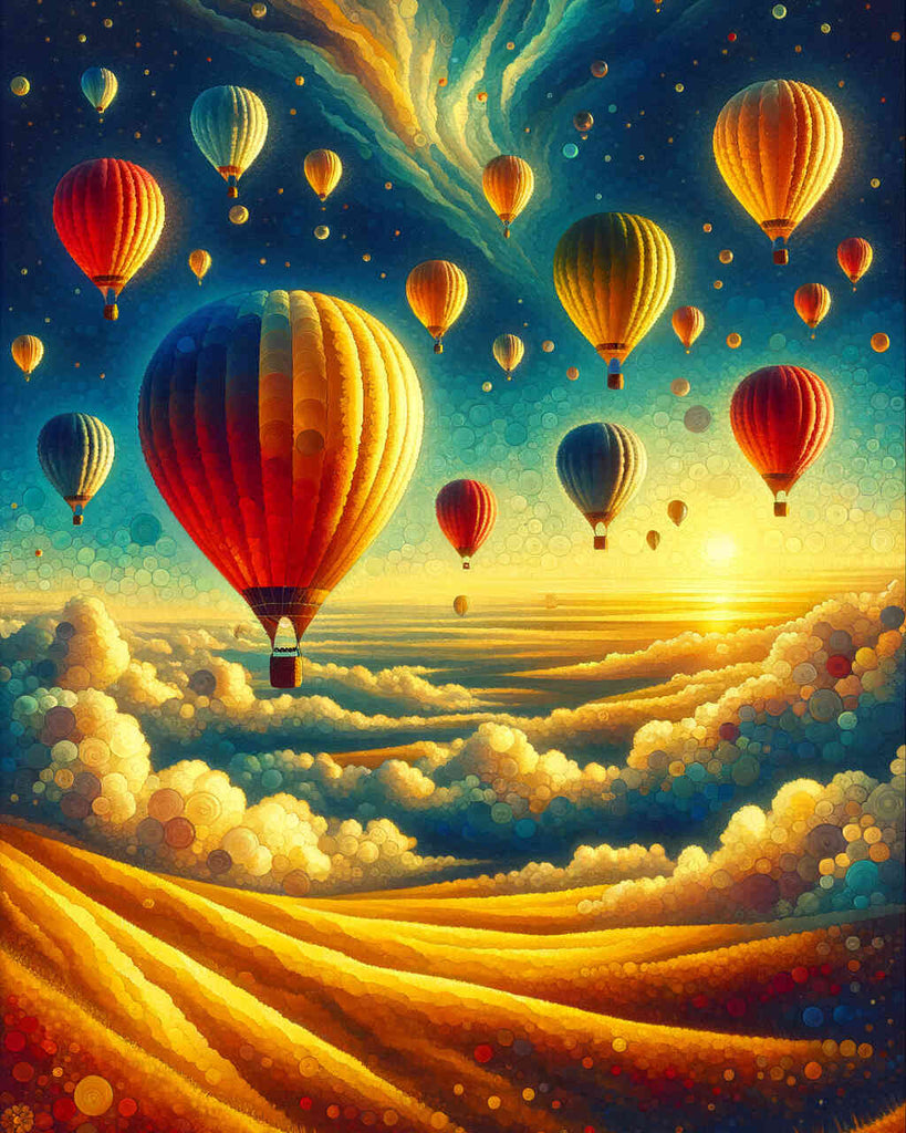 Hot air balloons, Colorful - Paint by Numbers