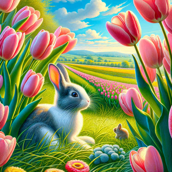 Paint by Numbers - Tulip Meadow Bunny