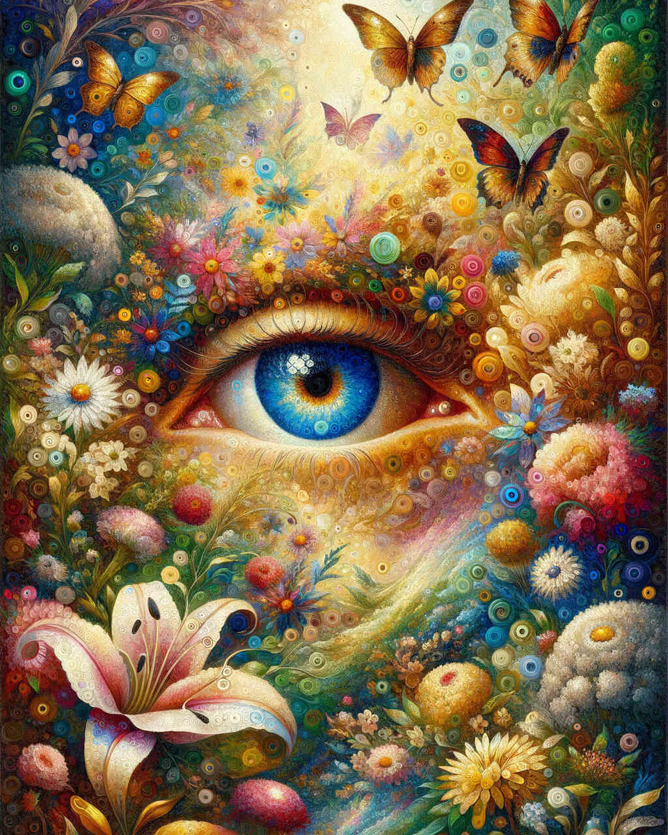 Paint by Numbers - Blue Eye with Flowers