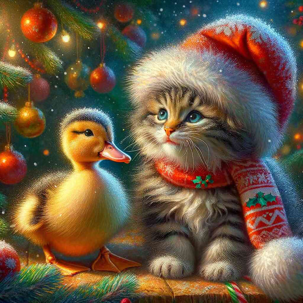Paint by Numbers - Cat with Christmas Duck
