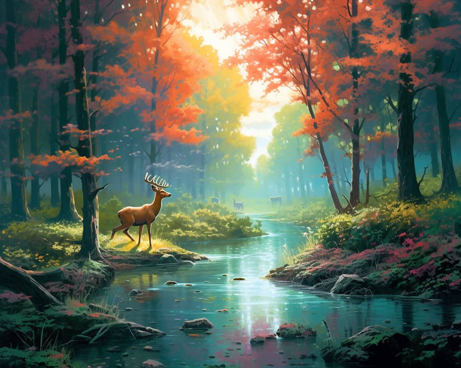Forest, deer - Paint by Numbers