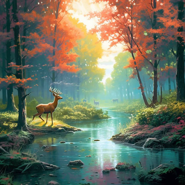 Forest, deer - Paint by Numbers