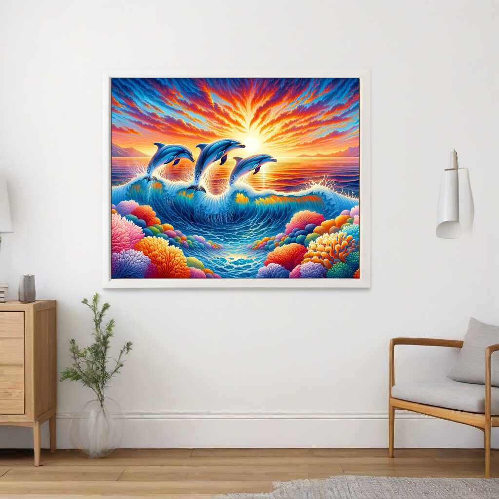 Wave with dolphins - Paint by Numbers