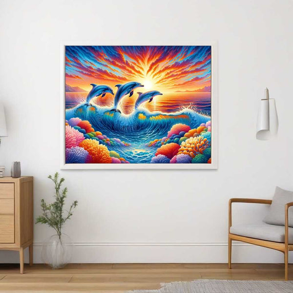 Wave with dolphins - Paint by Numbers