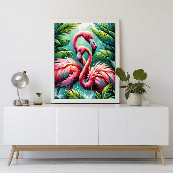 Flamingo, mother with child - Paint by Numbers