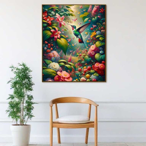Hummingbird with flowers - Paint by Numbers