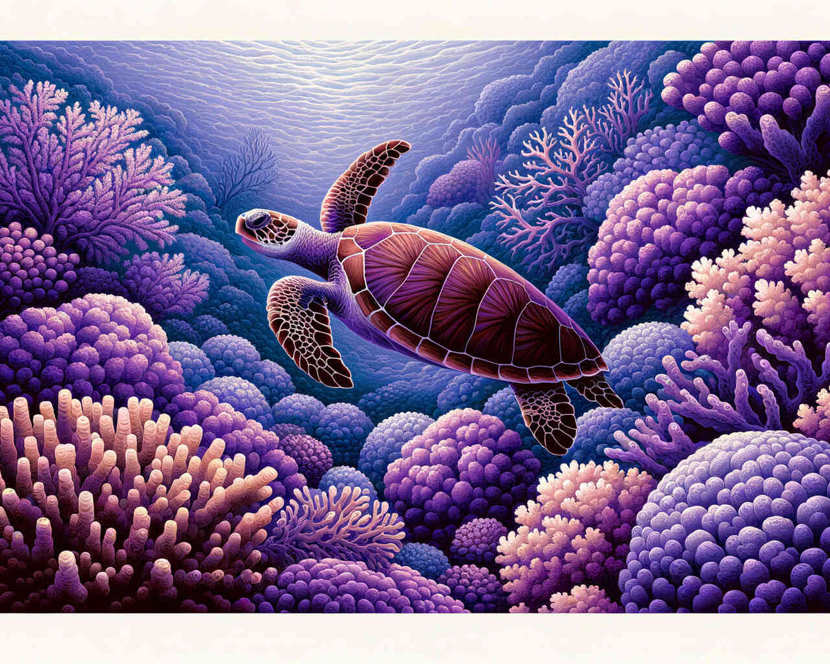 Paint by Numbers - Turtles in Purple Coral