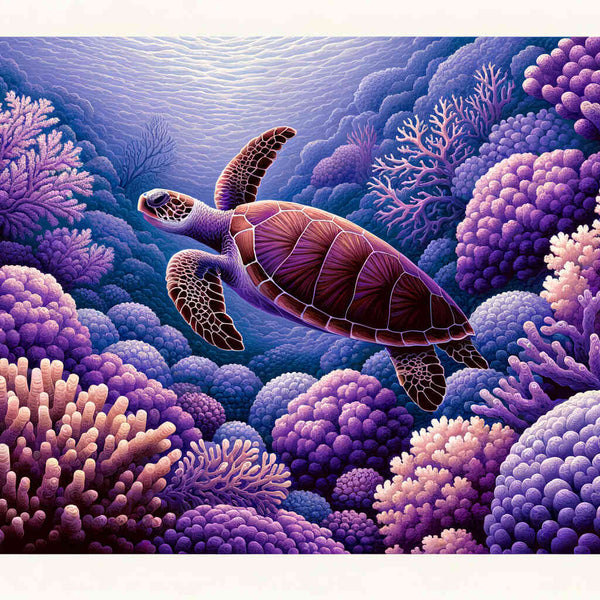 Paint by Numbers - Turtles in Purple Coral