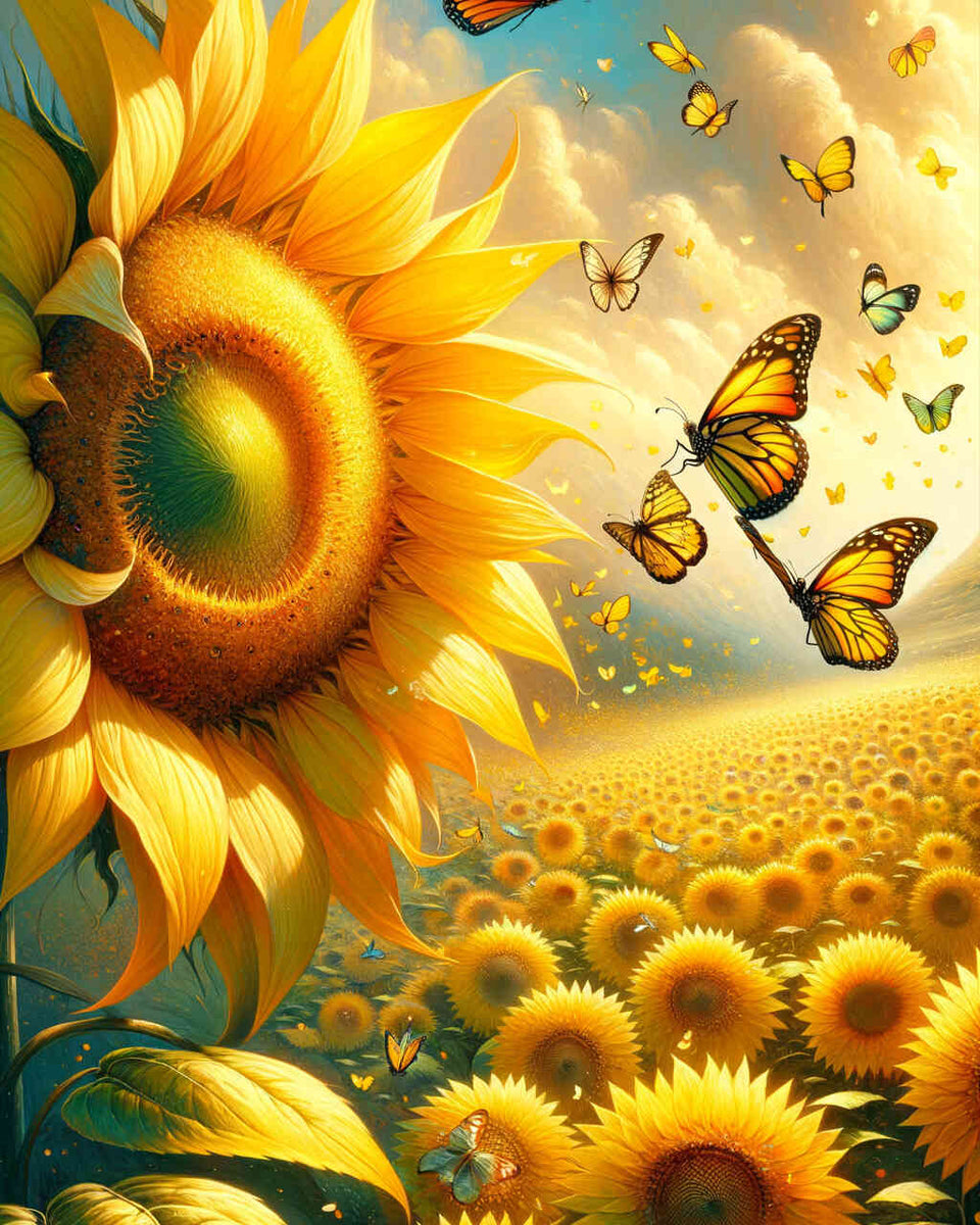 Paint by Numbers - Sunflower Butterfly