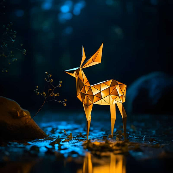 Diamond Painting Kit - Glowing Deer in the Night - Paint by Numbers - Sparkling Art of an Illuminated Deer in a Dark Forest Scene