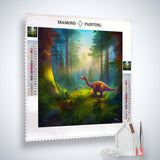 Diamond Painting - Dinosaurier im Wald - gedruckt in Ultra-HD - Dinosaurier, Neu eingetroffen, Quadratisch