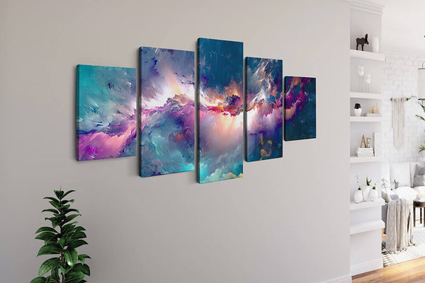 Malen nach Zahlen 5 teilig - Drachenblitz, Wolken - hochwertige Leinwand - multi5, neue_bilder