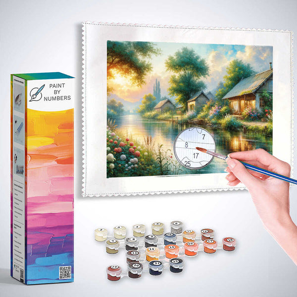 Paint by Numbers - Fishing house on the river