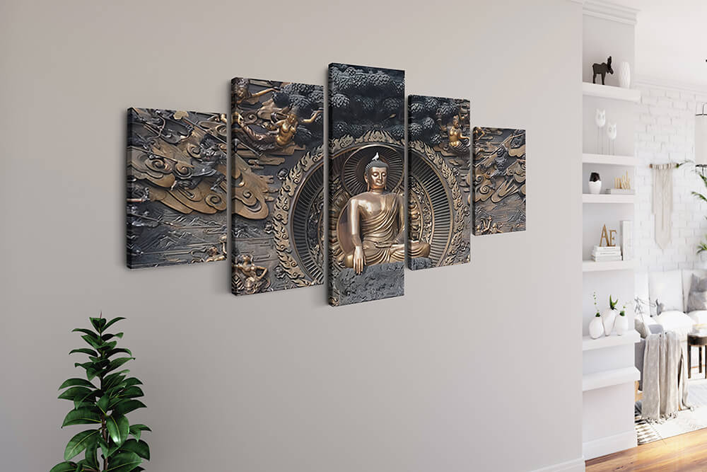 Malen nach Zahlen 5 teilig - Buddha, Eindrucksvoll elegant - hochwertige Leinwand - multi5, neue_bilder