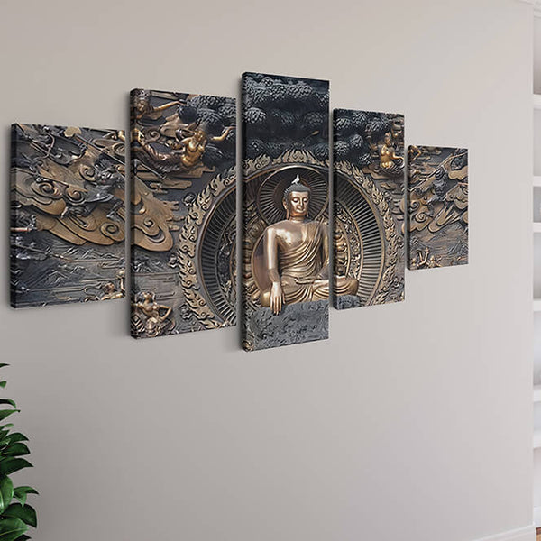 Malen nach Zahlen 5 teilig - Buddha, Eindrucksvoll elegant - hochwertige Leinwand - multi5, neue_bilder