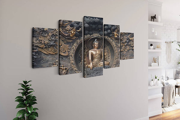 Malen nach Zahlen 5 teilig - Buddha, Eindrucksvoll elegant - hochwertige Leinwand - multi5, neue_bilder
