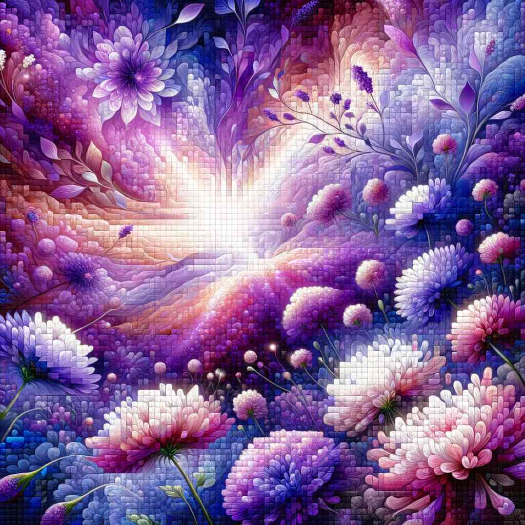 Paint by Numbers - Purple flower, mosaic