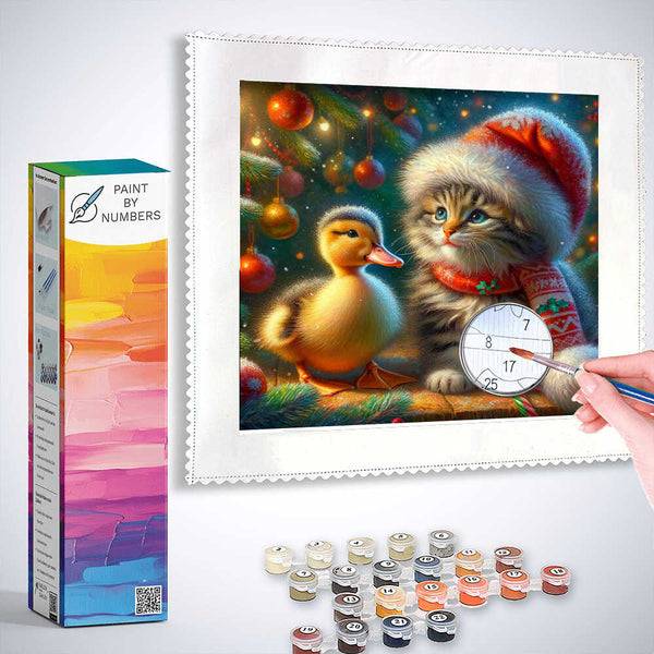 Paint by Numbers - Cat with Christmas Duck