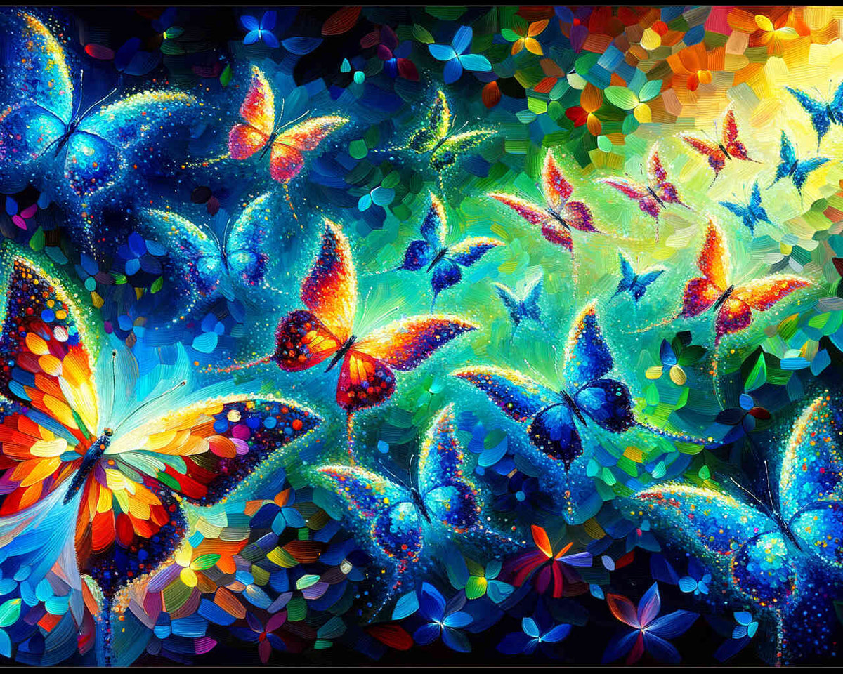 Butterflies, Colorful - Paint by Numbers
