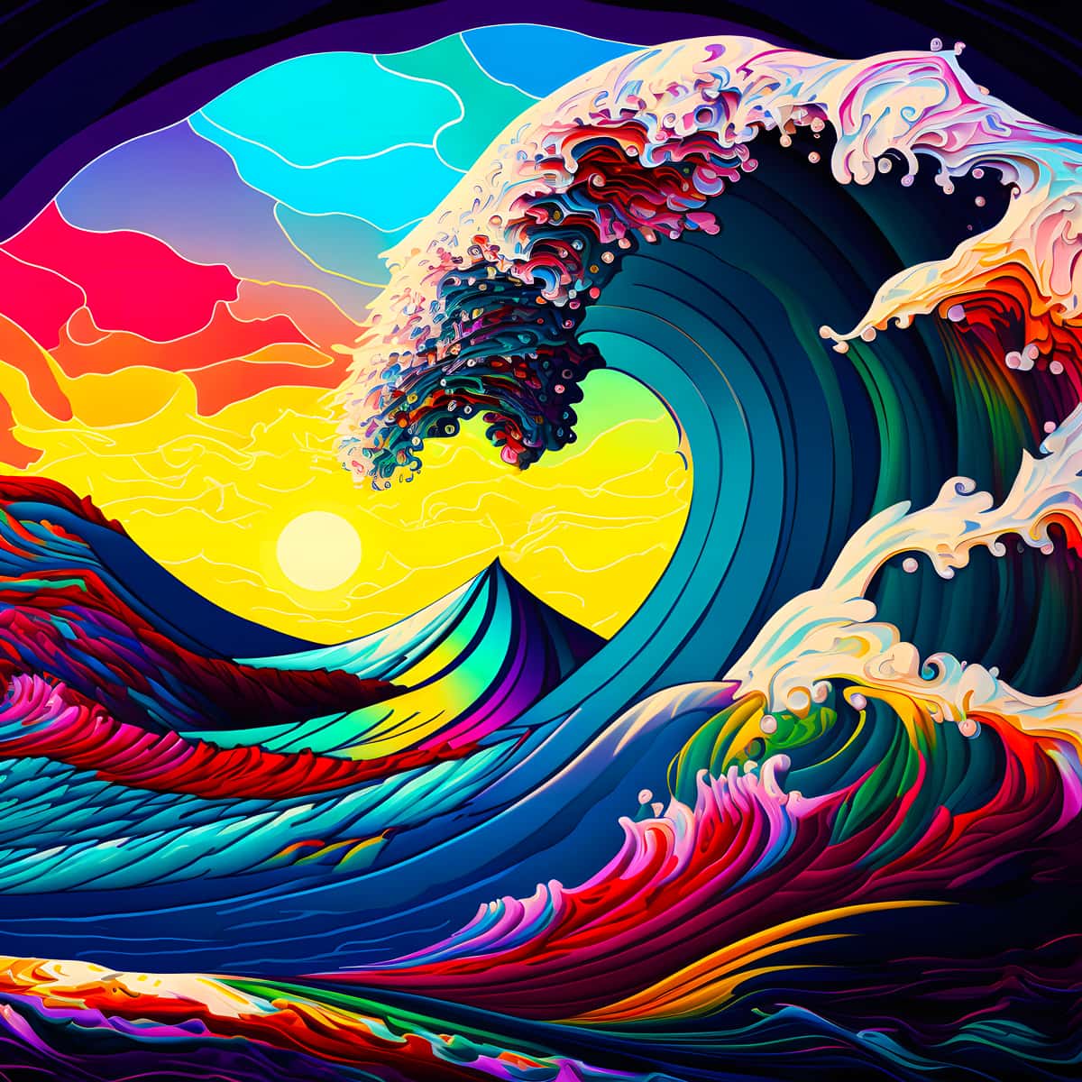 AB Diamond Painting - Regenbogenwelle - gedruckt in Ultra-HD - AB Diamond, Abstrakt, Meer, Neu eingetroffen, Quadratisch, SChiff