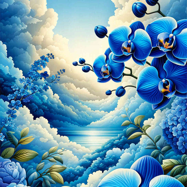 Paint by Numbers - Orchid in blue