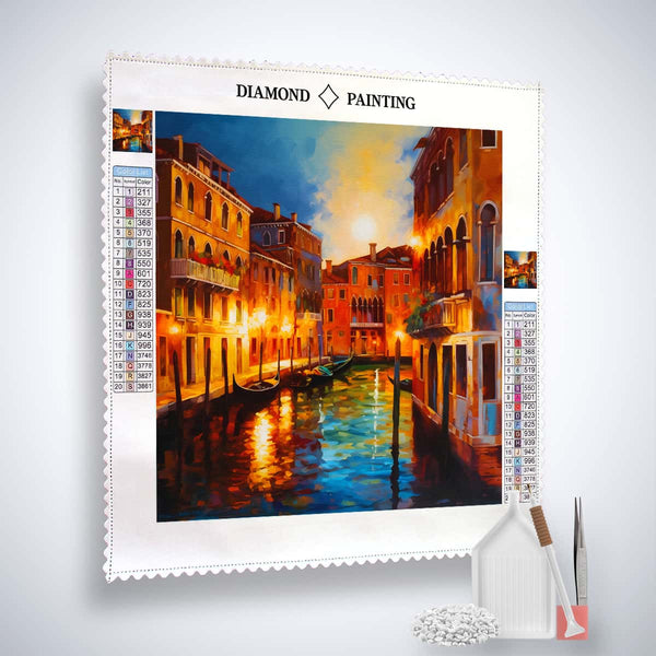 Diamond Painting Venice Abstract - Paint by Numbers Kit with Canvas, Acrylic Diamonds, Tweezers, and Application Pen