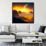 Malen nach Zahlen - Fantasylandschaft Orange - hochwertige Leinwand - 170523, fantasy, landschaft, Neu eingetroffen, Quadratisch, star wars