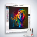 AB Diamond Painting Kit - Neon Lion in Space with Enhanced Acrylic Diamonds and Tools - Paint by Numbers