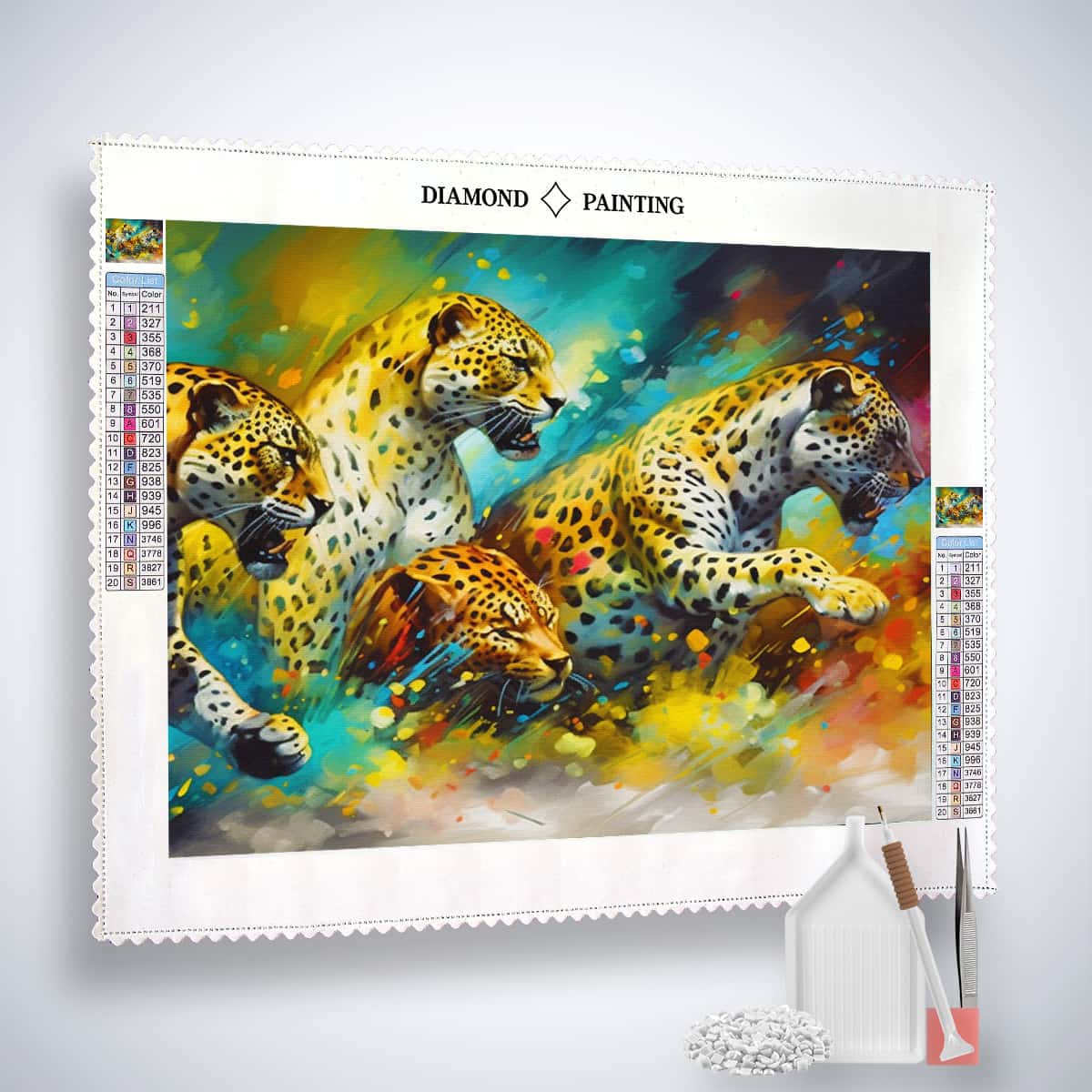 Diamond Painting Kit - Leopard Gang on Canvas with Acrylic Diamonds, Paint by Numbers