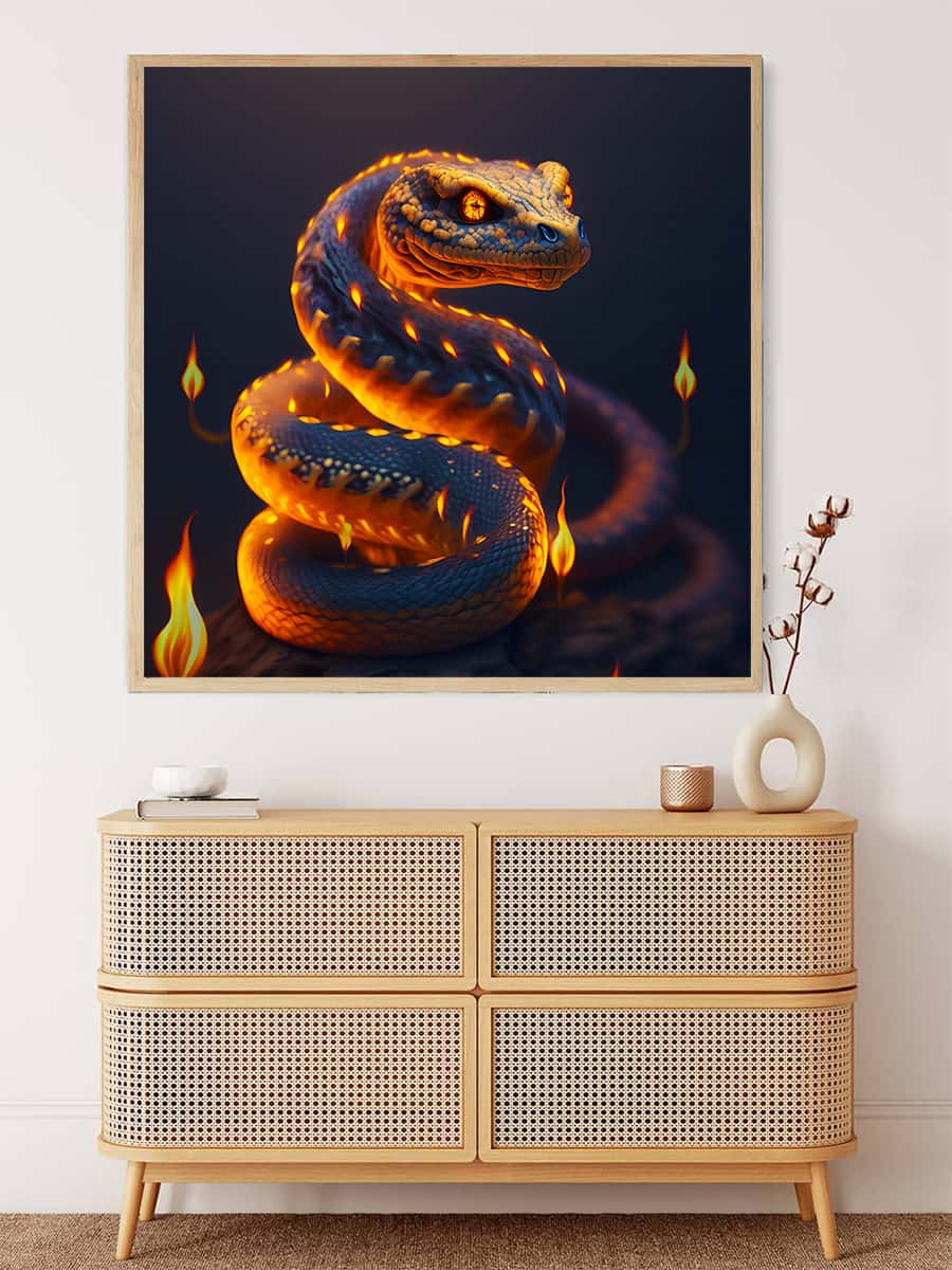 AB Diamond Painting - Schlange Orange - gedruckt in Ultra-HD - AB Diamond, Neu eingetroffen, Quadratisch, Schlange, Tiere