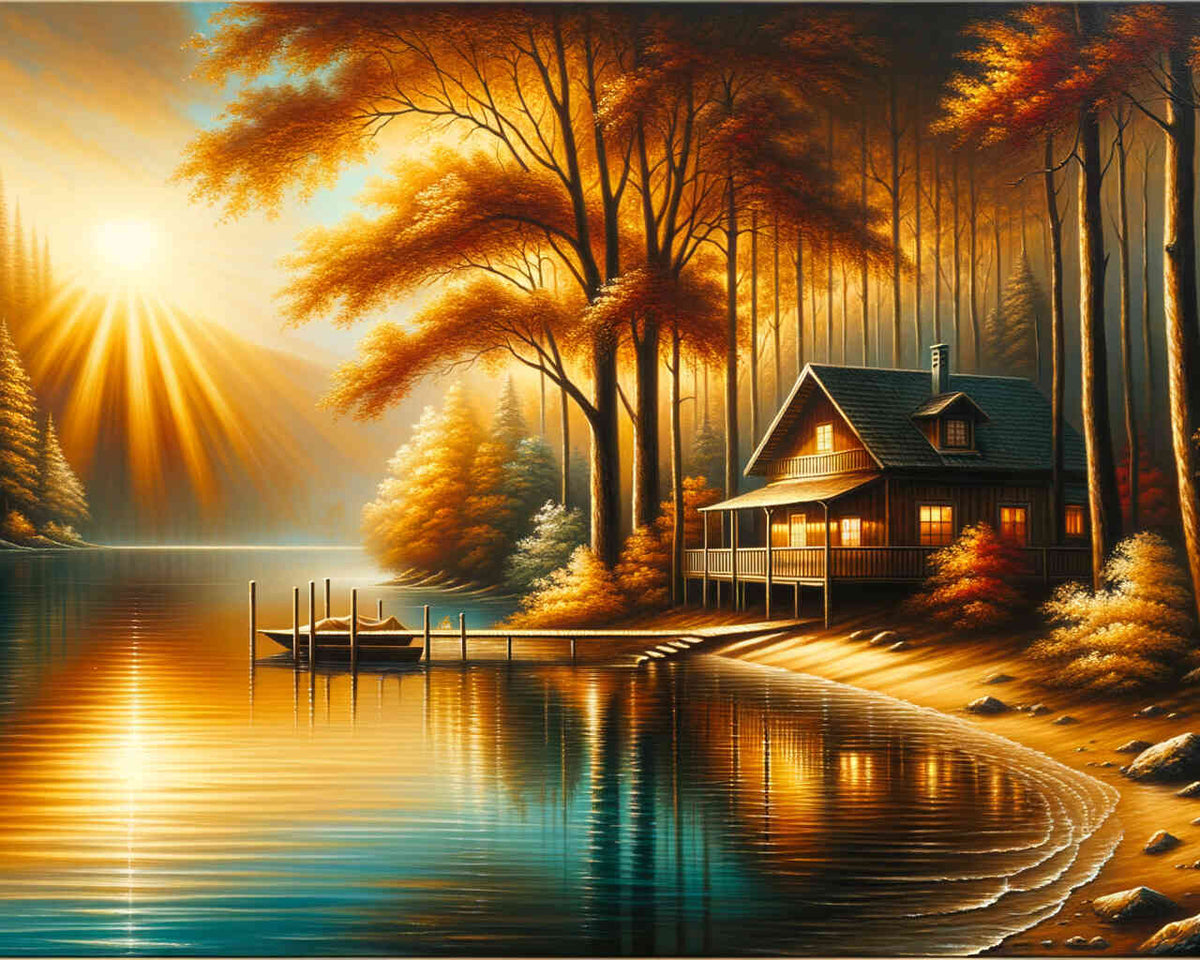 House in nature, by the lake - Paint by Numbers