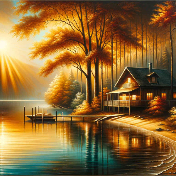 House in nature, by the lake - Paint by Numbers