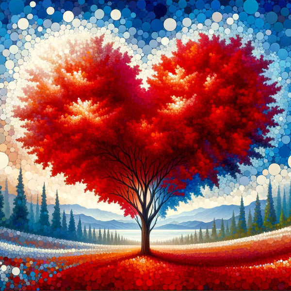 Paint by Numbers - Red heart tree