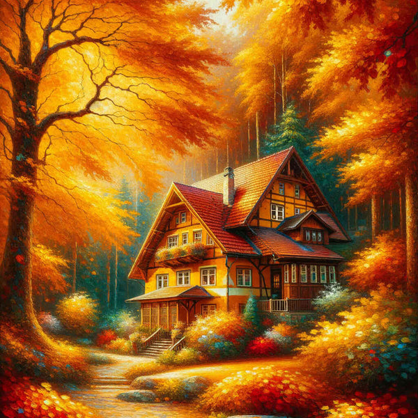House, deciduous tree - Paint by Numbers