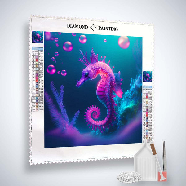 AB Diamond Painting - Lila Seepferdchen - gedruckt in Ultra-HD - AB Diamond, Meer, Neu eingetroffen, Quadratisch, Seepferdchen
