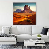 Wall art featuring southwestern desert landscape hung above a white sofa, ideal for Paint by Numbers diamond painting kits