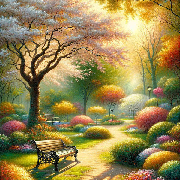 Park landscape, shrubs - Paint by Numbers