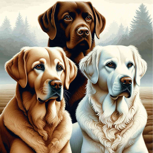 Paint by Numbers - Goldenretriever, Labrador Trio