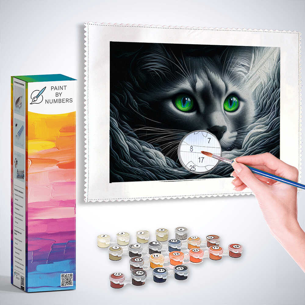 Paint by Numbers - Cat with green eyes