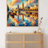 Paint by Numbers - River of Colors: London in the evening glow with impressionistic hues reflecting iconic architecture in the Thames