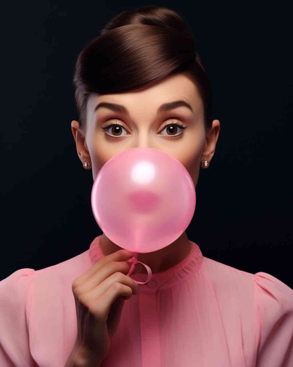 Paint by Numbers - Audrey Hepburn with gum in mouth