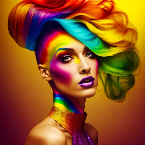 AB Diamond Painting - Frau mit Regenbogenfrisur - gedruckt in Ultra-HD - AB Diamond, Abstrakt, Menschen, Neu eingetroffen, Quadratisch