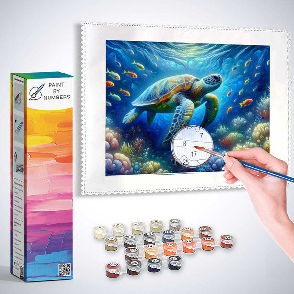 Paint by Numbers - Turtle with Fish