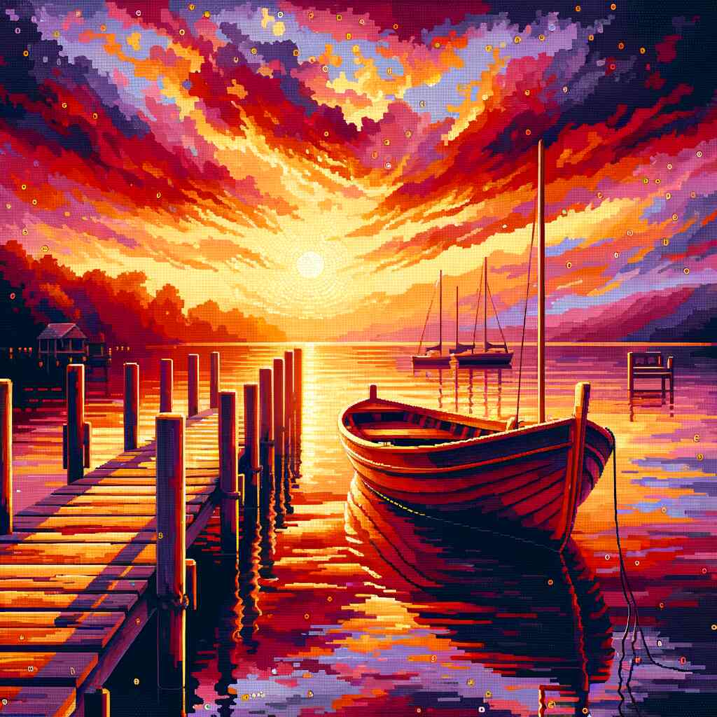 Paint by Numbers - Boat on Jetty Sunset