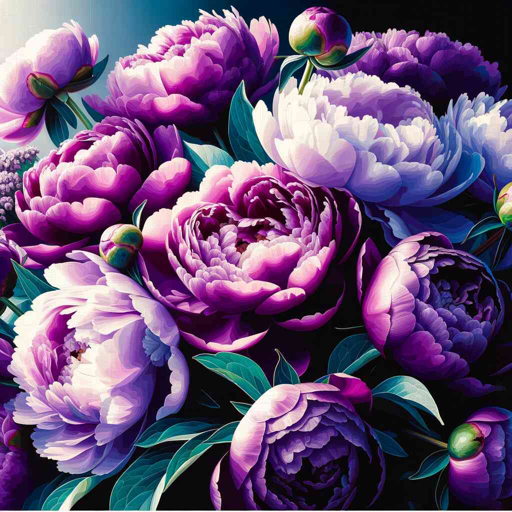 Paint by Numbers - Peony Bouquet, Purple