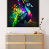 AB Diamond Painting - Neon Peacock on Canvas - Sparkling Craft Art Decor – Paint by Numbers Kit