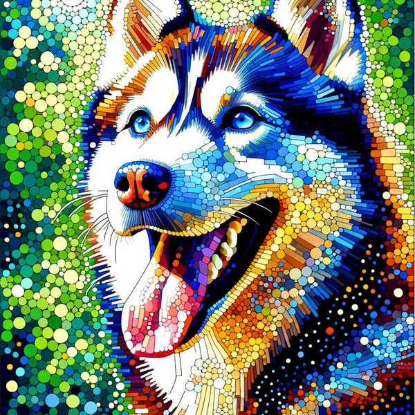 Paint by Numbers - Happy husky, portrait